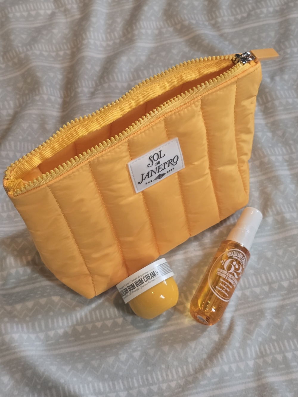Sol de Janeiro Yellow Quilted Pouch Limited Edition Travel Set Bundle NEW